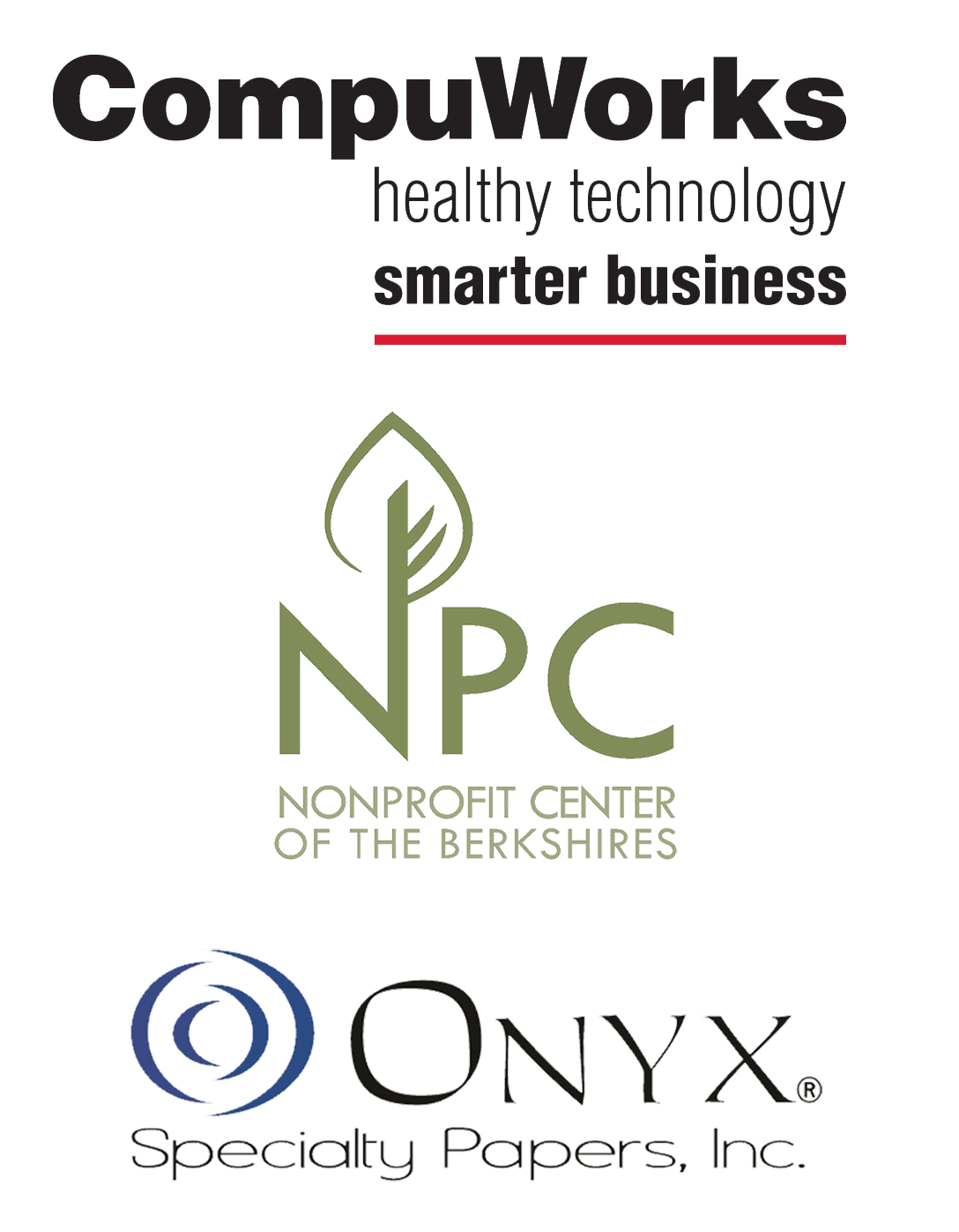 CompuWorks, Nonprofit Center of the Berkshires, Onyx logos